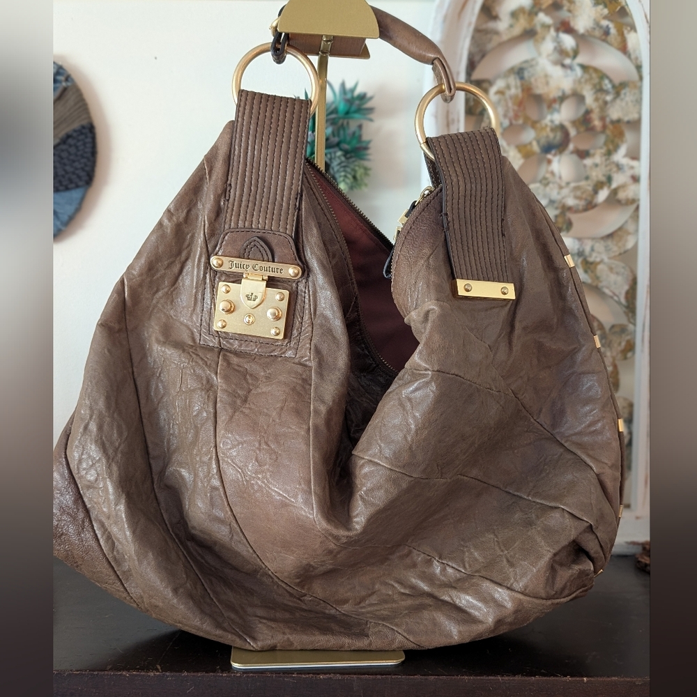OG Vintage Juicy Couture Chocolate 100% Leather‎ Shoulder Hobo Bag